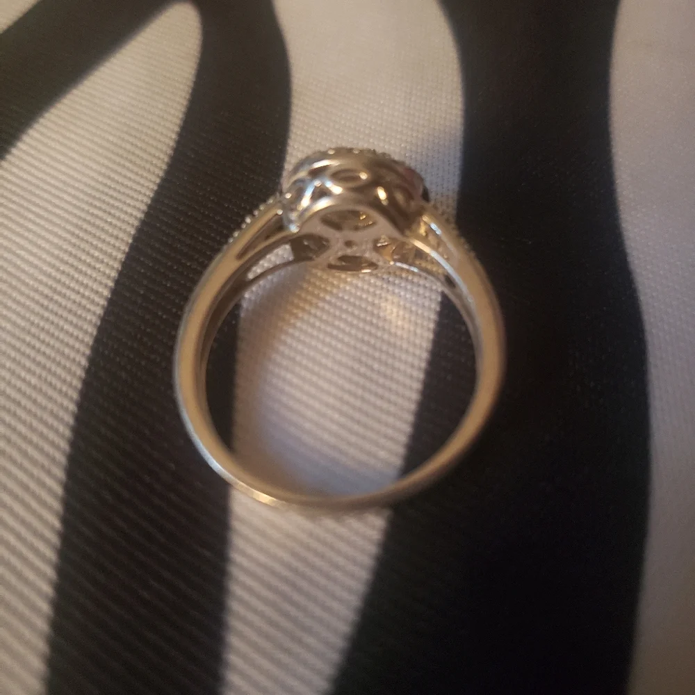 Women's 925 Sterling Silver Real Diamond ๐ Cluster Promise Ring - Picture 4 of 8